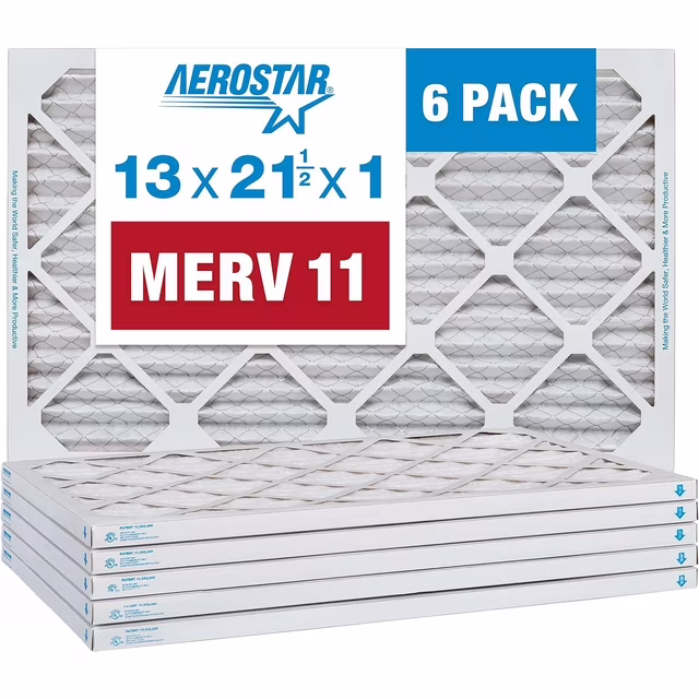 Aerostar 13x21.5x1 MERV 11 Pleated Furnace & Air Conditioner Filters